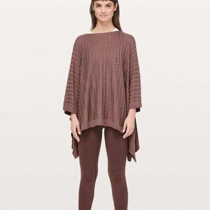 Lululemon Divinity Poncho Purple OS Waffle Knit Cape Shawl Woven Cashmere Blend